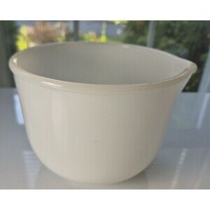 Vintage Glasbake White Milk Glass Mixing Bowl with Spout Made for Sunbeam #20CJ